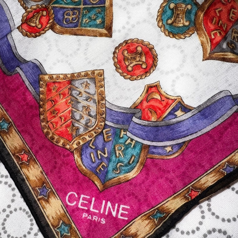 Celine Chain Cotton Handkerchief Scarf 18x18